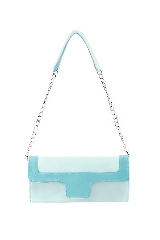 Women's aquamarine blue luxurious elegant clutch for ceremonies, weddings and evenings out. - Top view